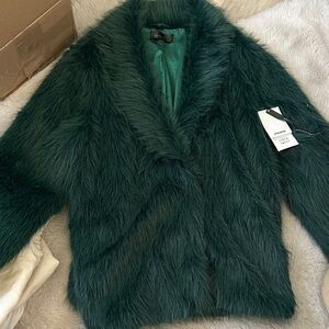 NWT Elegant Forest Green fur Teddy Jacket
